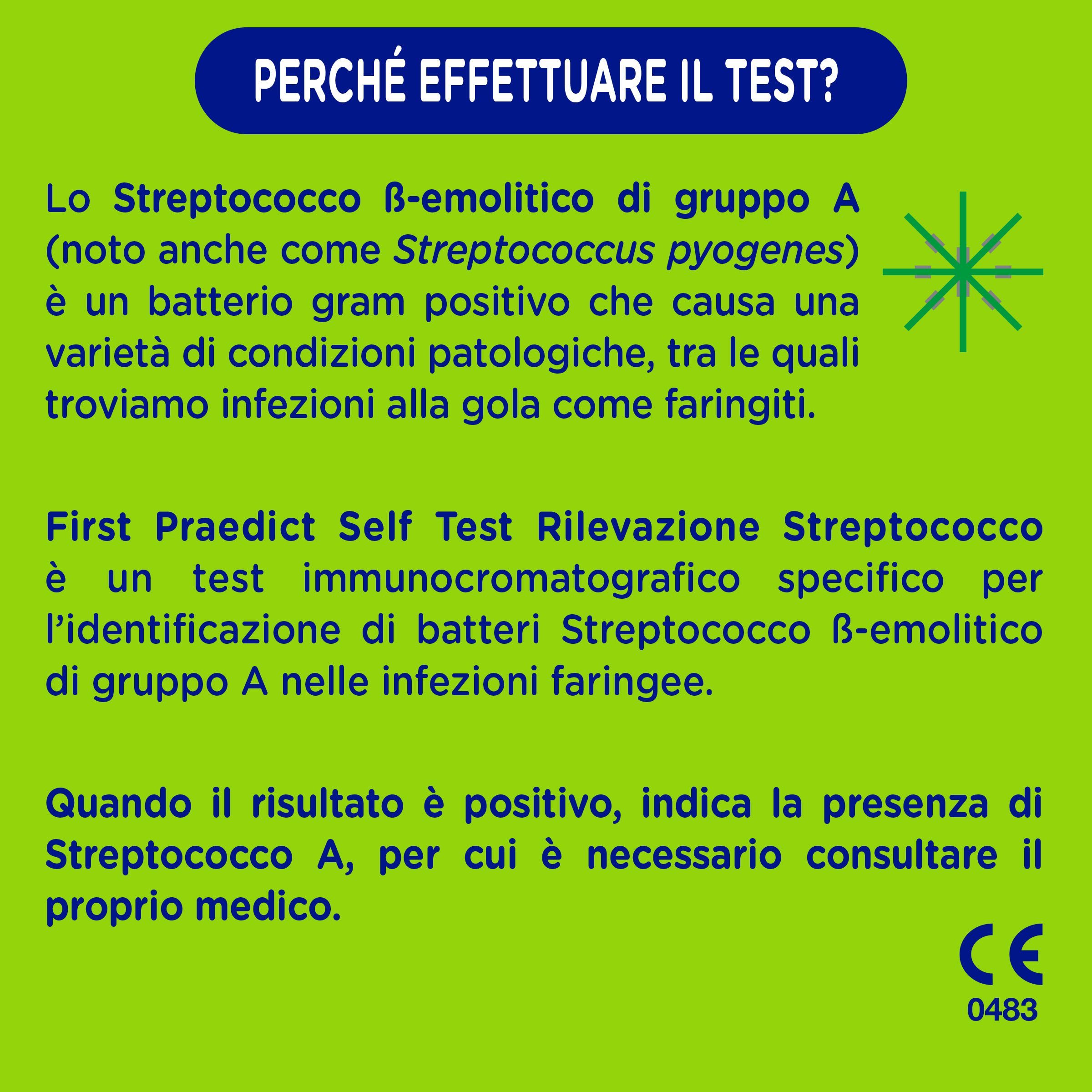 First Praedict - Self Test per la Rilevazione Rapida dello Streptococco, Kit Completo e Sicuro
