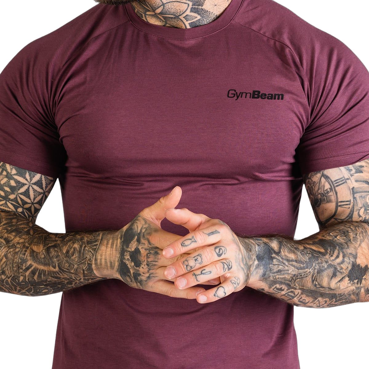 GymBeam T-shirt uomo TRN Fitted slim in cotone modal ed elastan melanzana