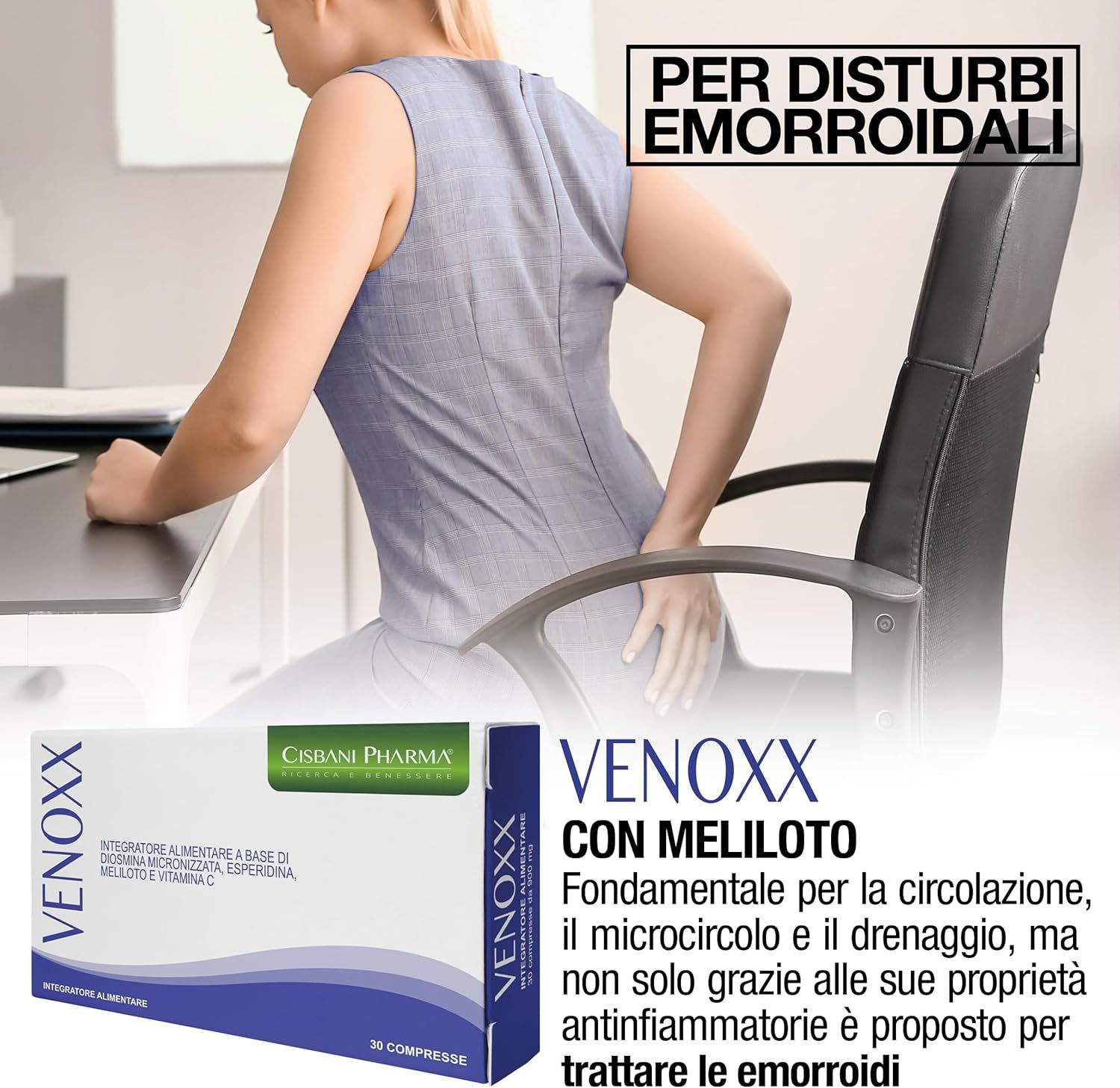 Cisbani Pharma Venoxx - Diosmina ed Esperidina per Vene varicose e circolazione