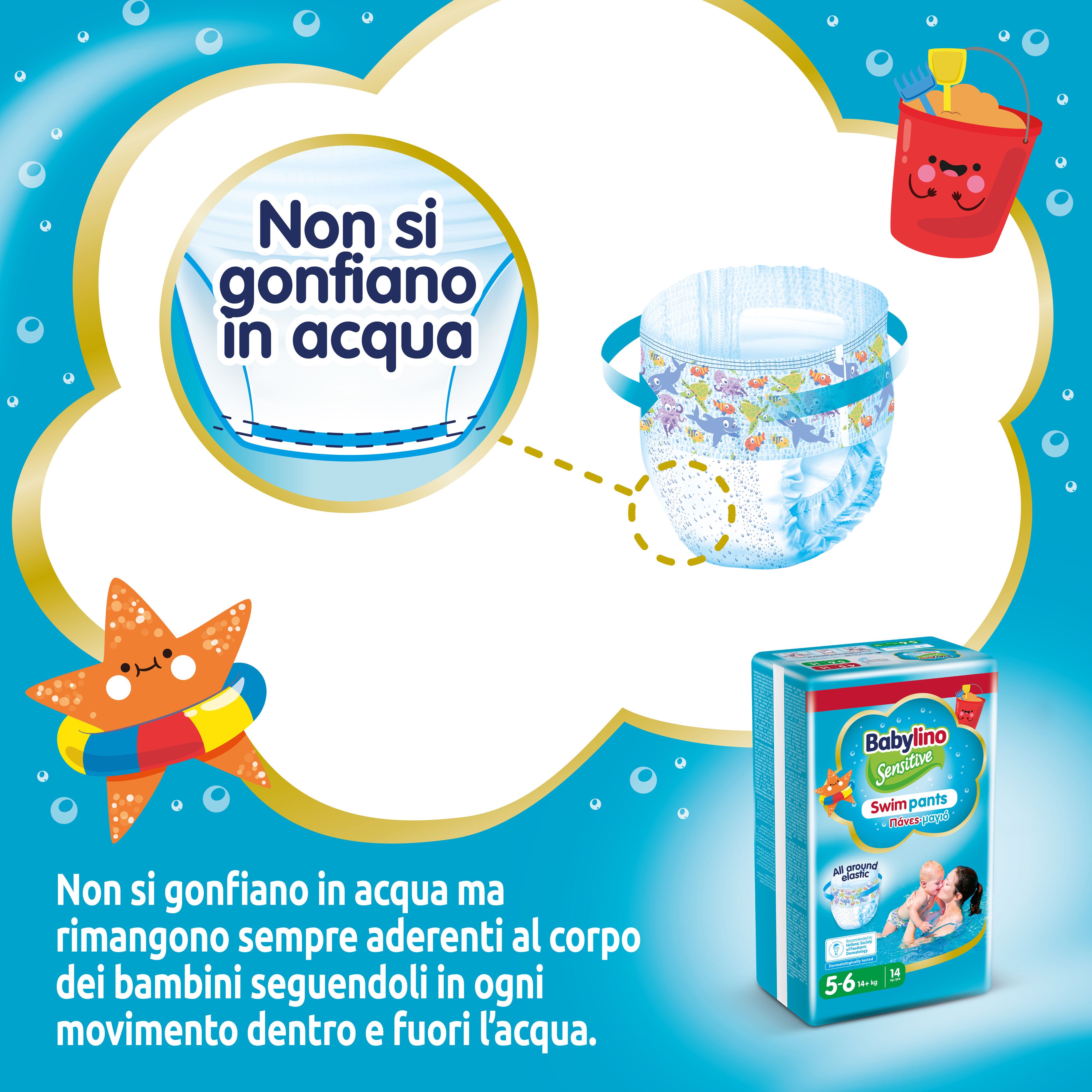 Babylino Sensitive SwimPants, Pannolini Mare e Piscina, Taglia 5/6 (oltre 14kg), 14 Unità