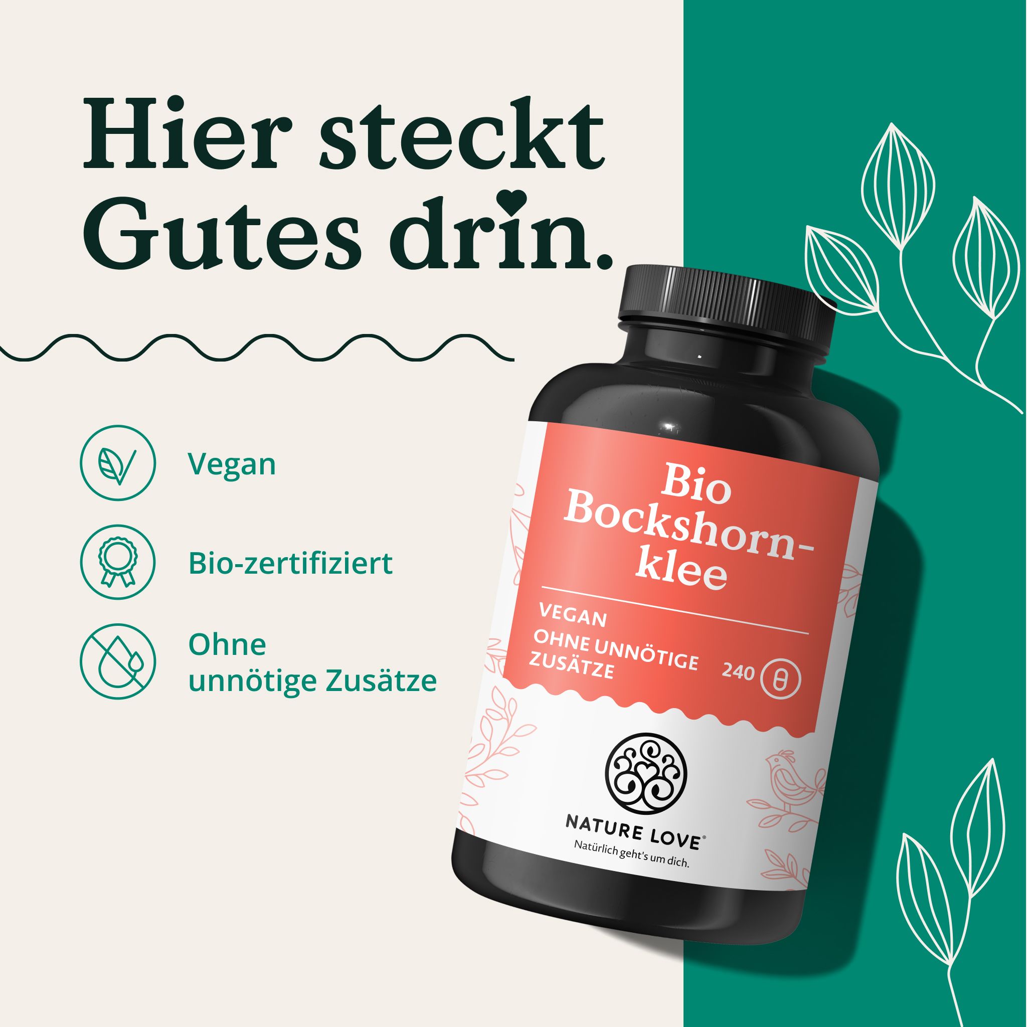 Capsule di Fieno Greco Bio di Nature Love. 2.600 mg per dose giornaliera, vegane, certificate bio.