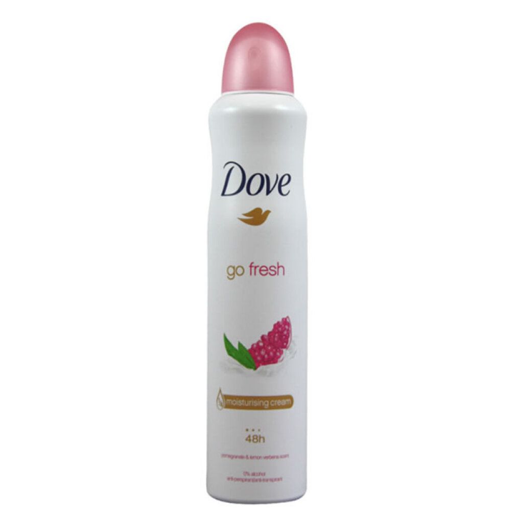 Deodorante anti-traspirante Dove con tappo rosa e motivo a bacche. Protezione 48h.