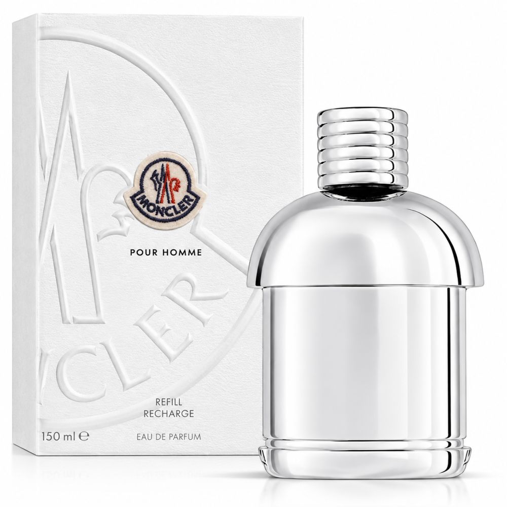 Moncler Pour Homme Eau de Parfum Ricarica, 150 ml, color argento.