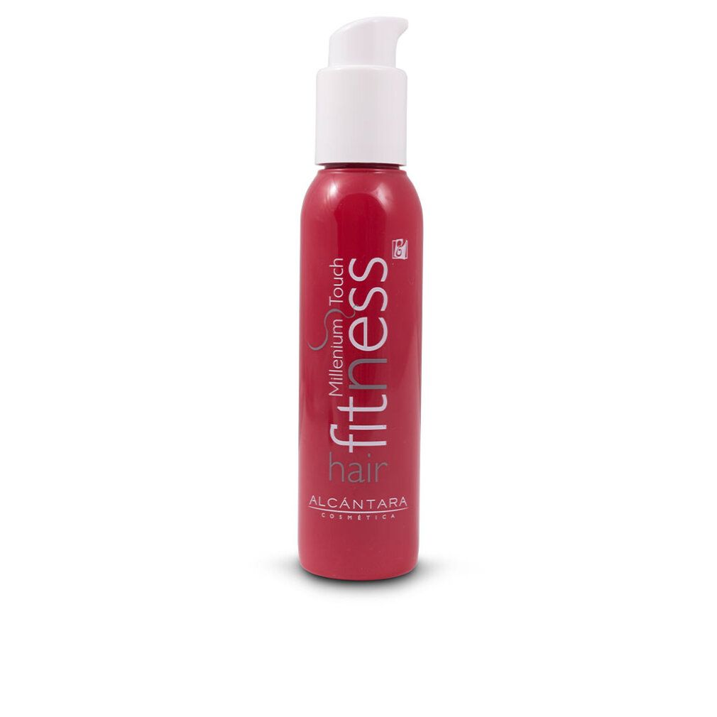 Flacone rosso con dosatore bianco. Scritta: Millenium Touch fitness hair ALCÁNTARA COLLECTION.