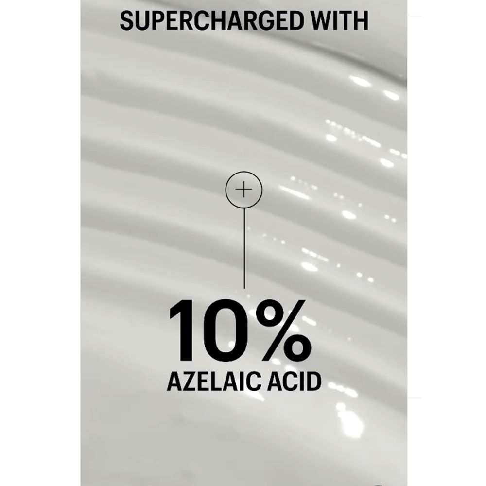 Primo piano di una superficie bianca ondulata. Testo: 10% acido azelaico.
