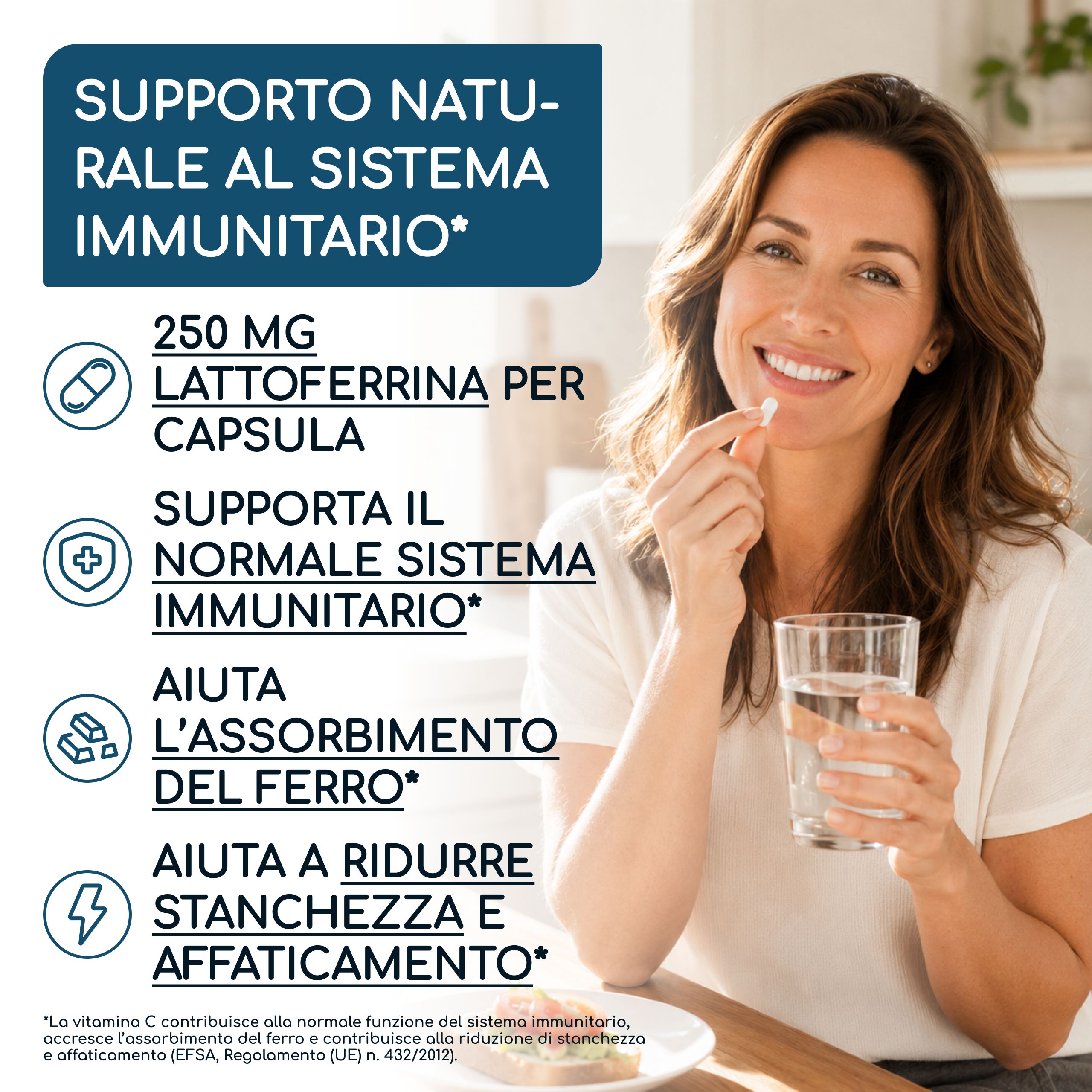 Lattoferrina 250 mg per Capsula + vitamina C - per assorbimento del ferro e immunità - RAIBU