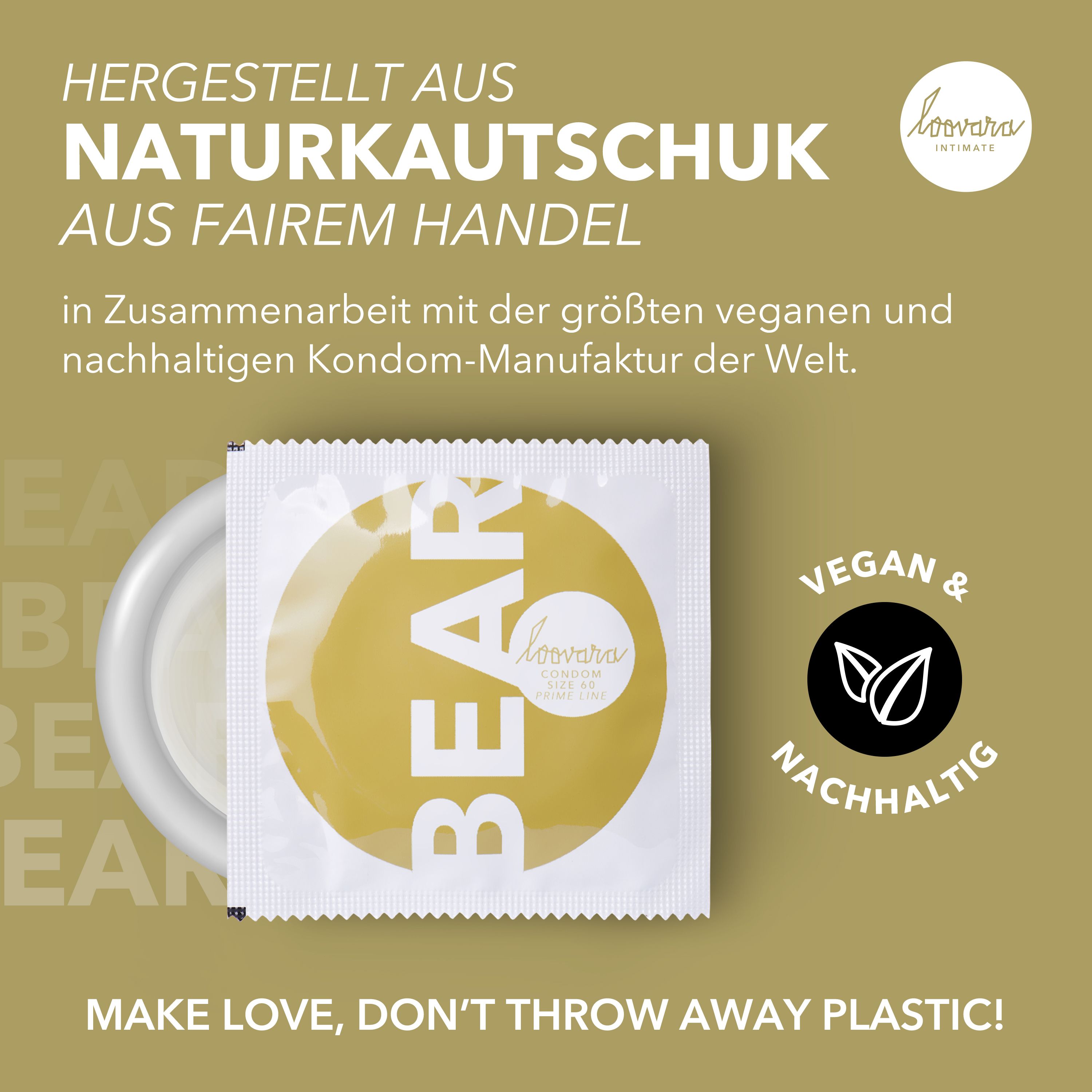 Preservativi Loovara: In lattice naturale, commercio equo, vegan.