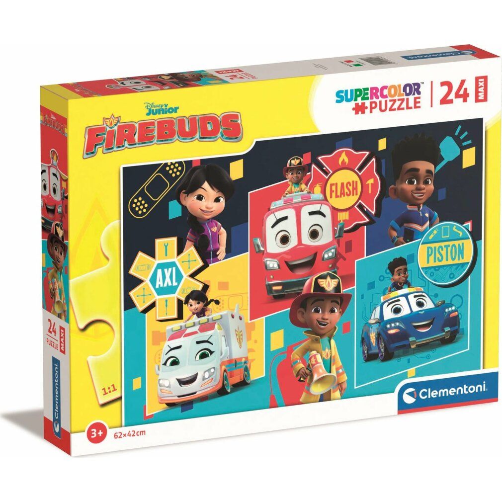 Clementoni Puzzle Feuerknospen maxi, 24 pezzi. Confezione con motivo puzzle, personaggi e veicoli.