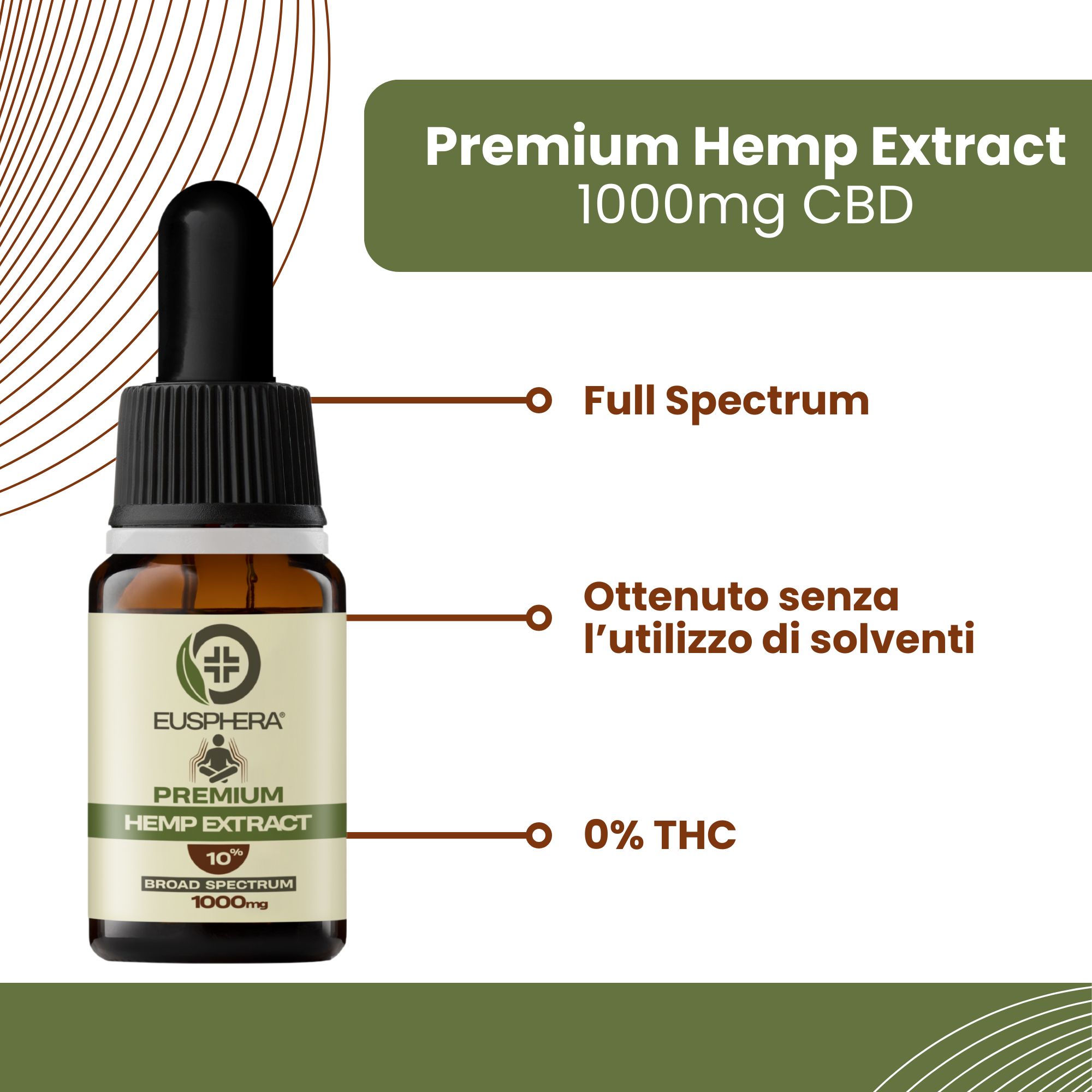 Olio CBD 10% Broad Spectrum - Rilassamento e Sonno - Eusphera HEMP EXTRACT