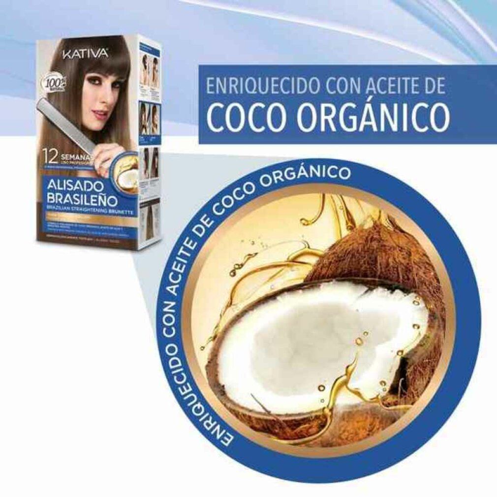 Confezione del prodotto con illustrazione di cocco e testo: 'Enriquecido con Aceite de Coco Orgánico'.