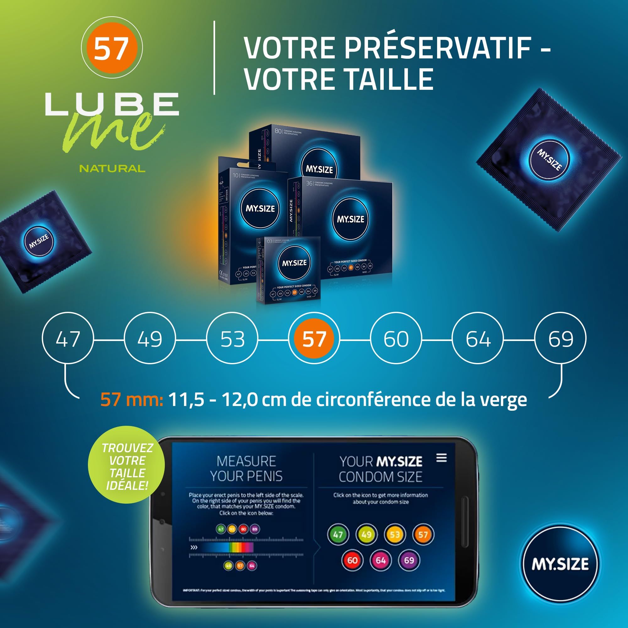 MY.SIZE PRO Preservativi + LUBE ME Natural + Body Candle Set