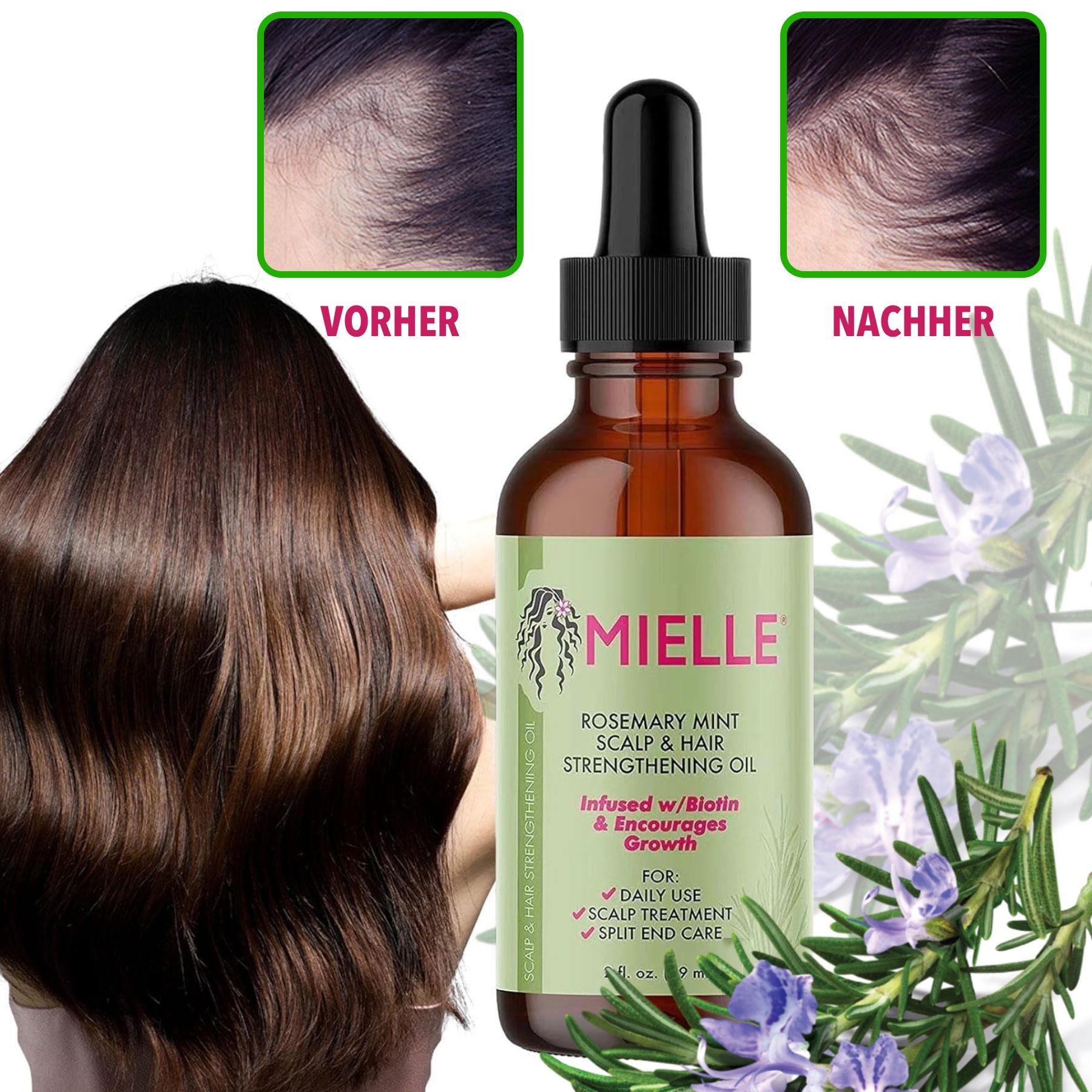 Mielle Organics  Olio per capelli all'olio di rosmarino per la cura e la crescita dei capelli
