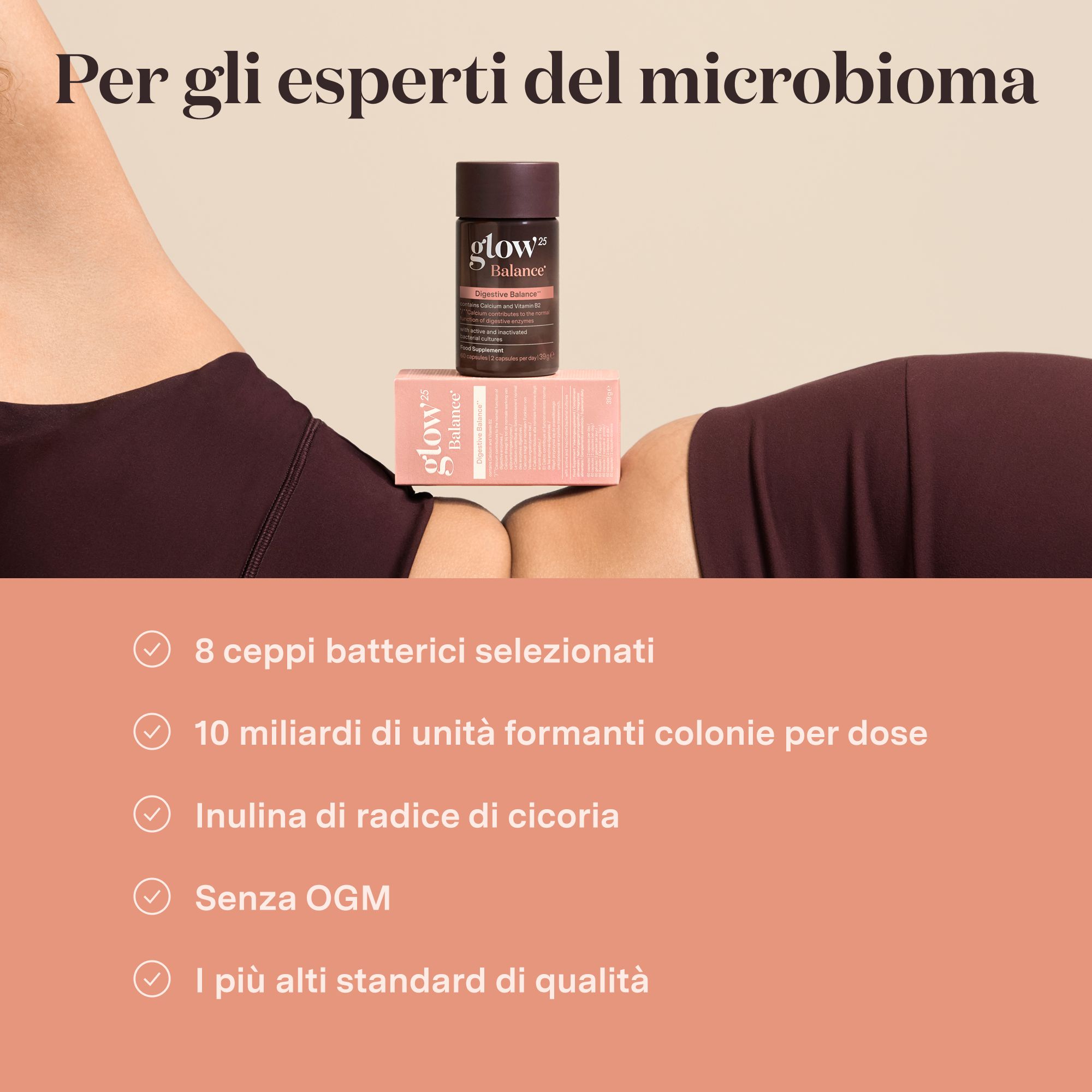 Glow25® Balance [30 Porzioni] – Con batteri lattici, polvere di kiwi, inulina, calcio e vitamina B2
