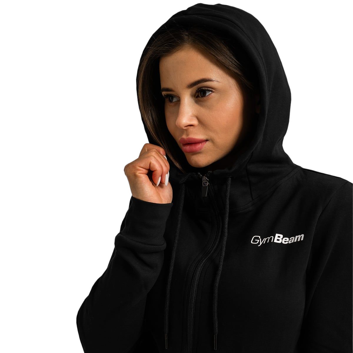 GymBeam Felpa con cappuccio e zip da donna regular Limitless Black