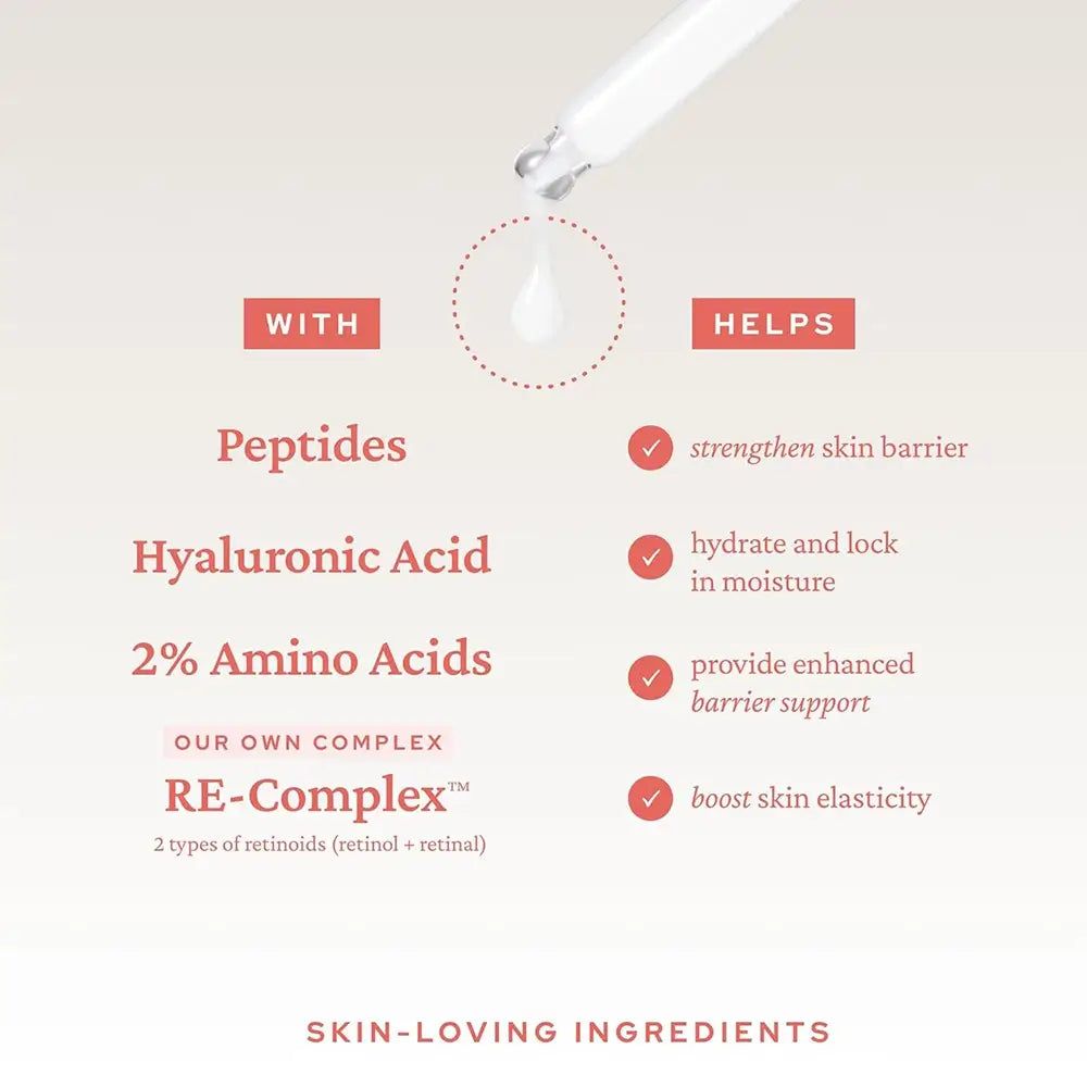 Siero Belif Super Drops: peptidi, acido ialuronico, amminoacidi rafforzano la barriera cutanea.
