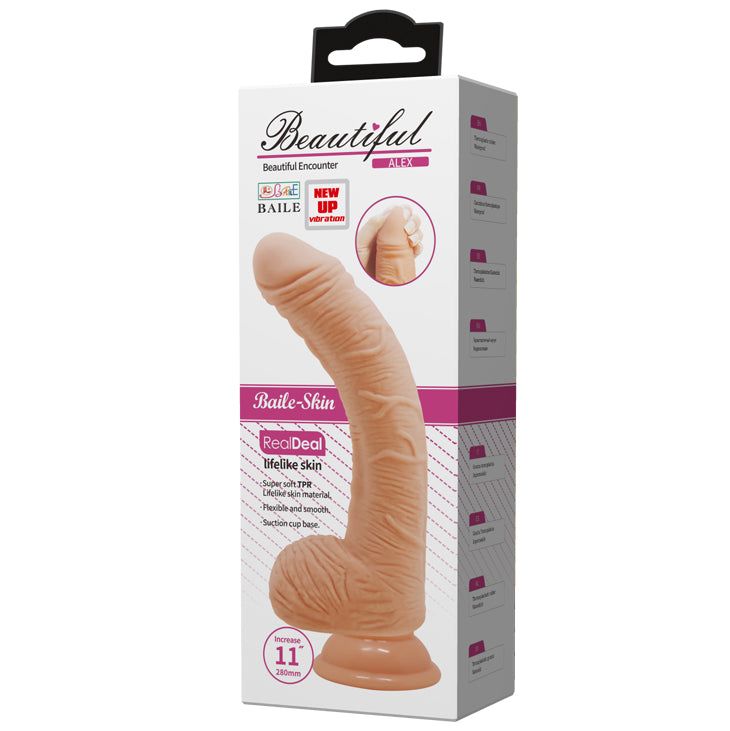 Confezione con dildo beige. Testo: Beautiful ALEX, Baile-Skin, ReaDeal, 11.