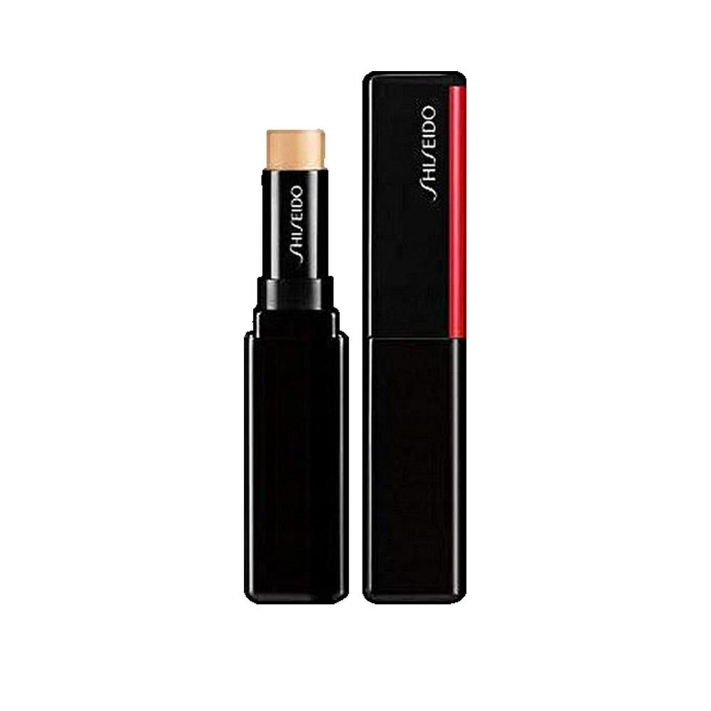 Correttore Shiseido Synchro Skin Gelstick. Stick nero con correttore chiaro. Accento rosso. Marchio Shiseido.
