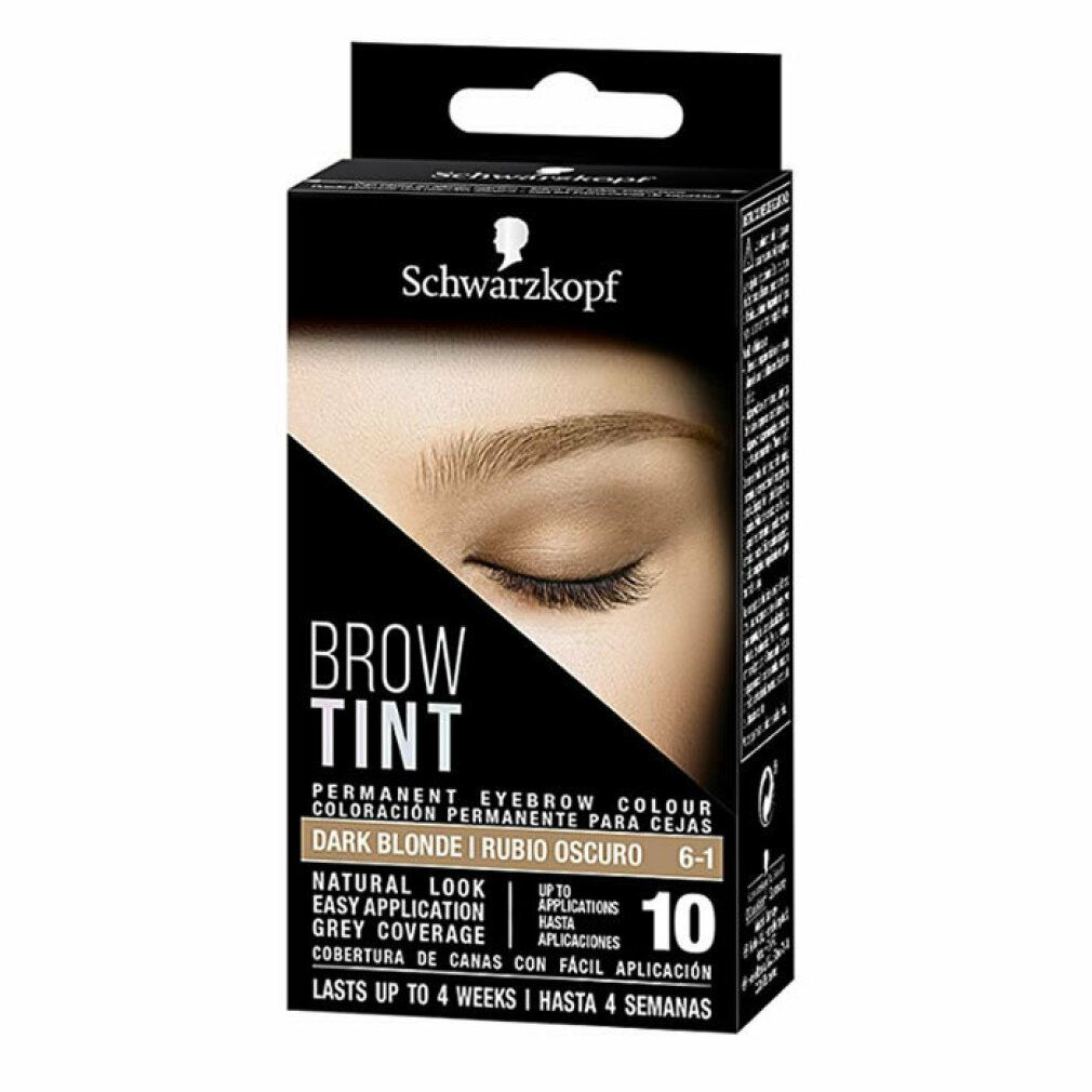Schwarzkopf Brow Tint 6-1. Tinta per sopracciglia in confezione nera. Contiene 10 applicazioni. Dura fino a 4 settimane.