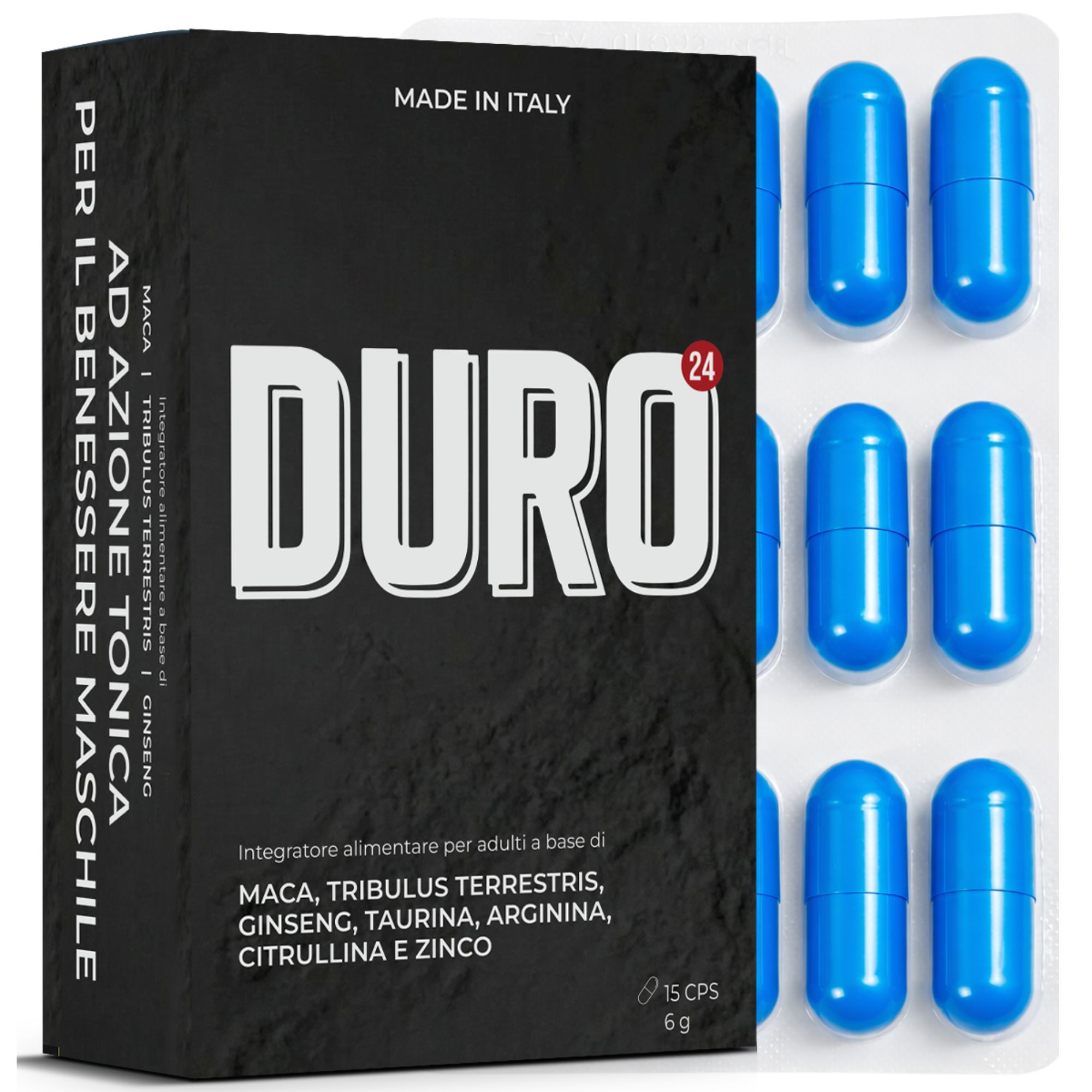 DURO24 Energizzante Sessuale per Libido Uomo Attivo - Supporto Naturale Vigore