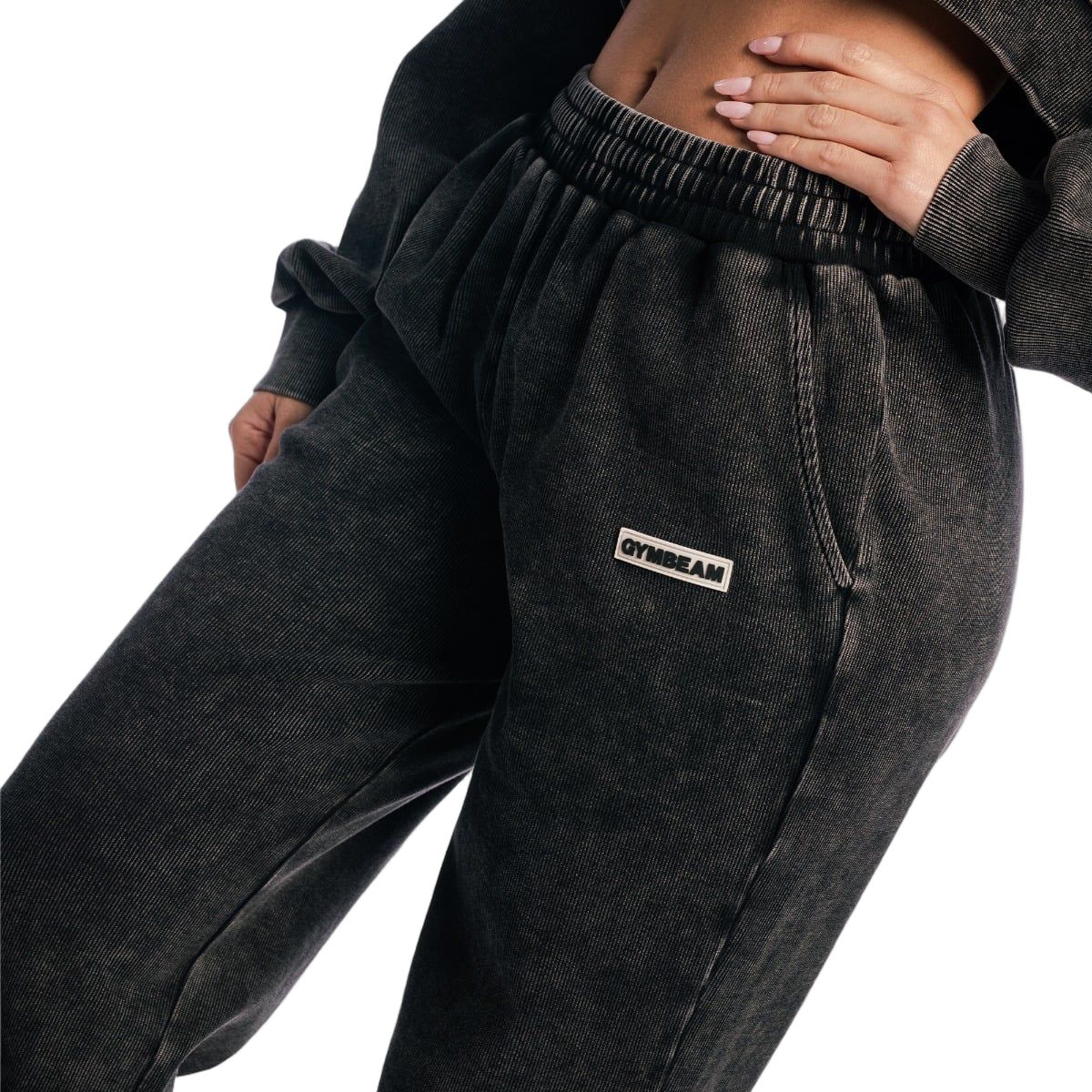 GymBeam Joggers donna Aura oversize a vita alta Washed Black