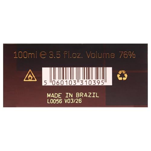 100ml, 3.5 fl.oz. Volume 76%. Prodotto in Brasile.