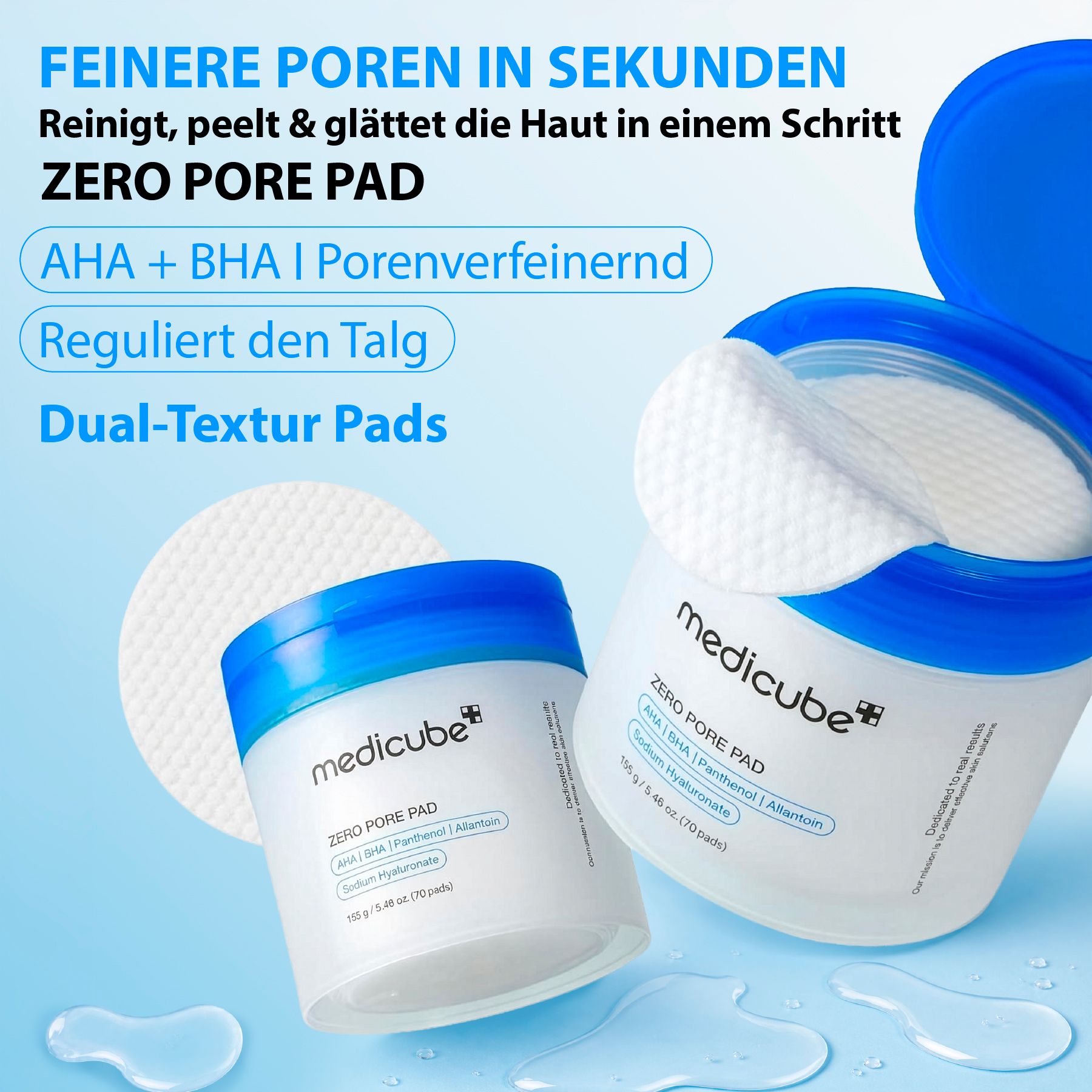 Medicube Zero Pore Pad – Tonico Detergente Viso Dischetti Detergenti Bifacciali