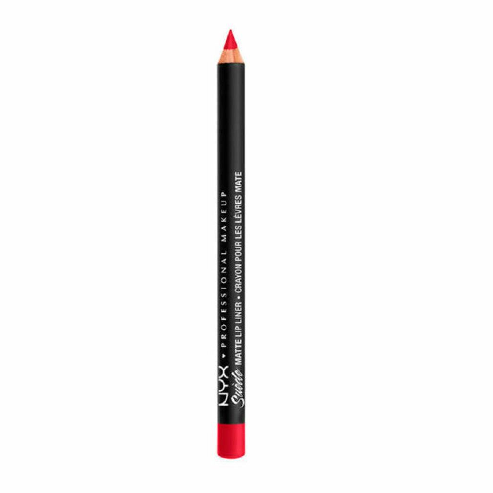 Matita labbra nera con punta rossa e scritta 'NYX PROFESSIONAL MAKEUP MATTE LIP LINER'.