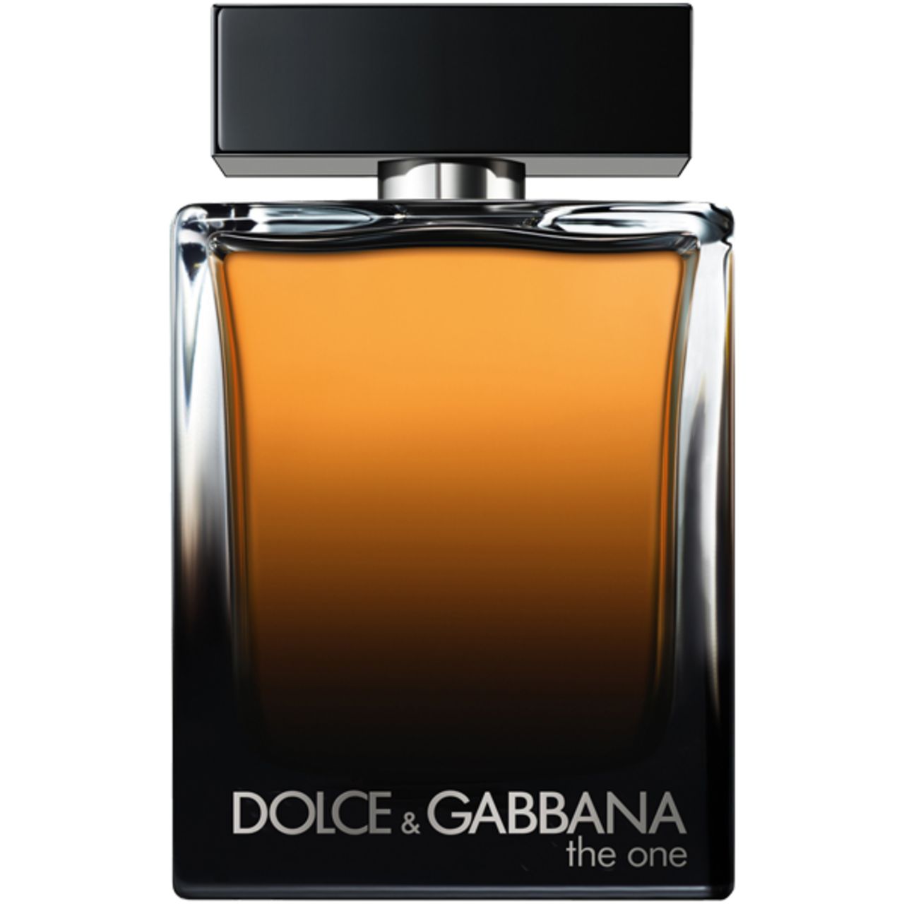 Flacone marrone scuro Dolce & Gabbana The One For Men EdP Nat. Spray. Tappo nero, forma rettangolare, marchio in basso.