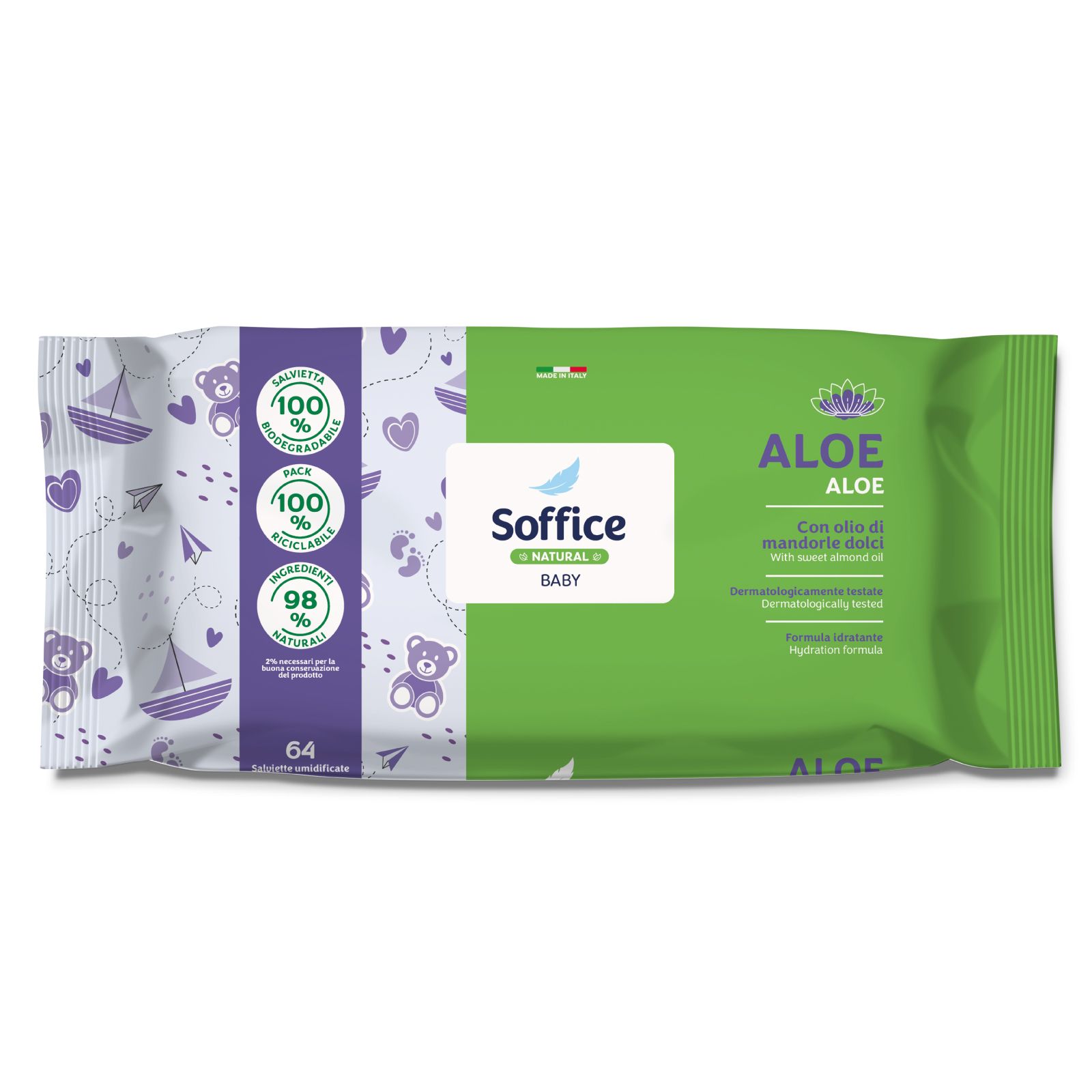Soffice Natural Baby Aloe Salviette - 12 confezioni da 64 pezzi