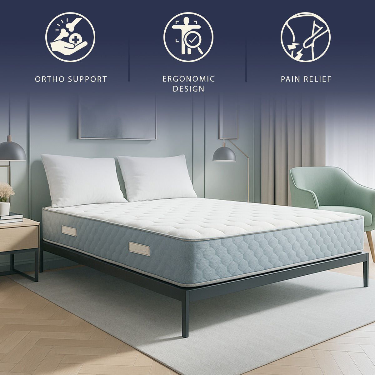 The White Stone Materasso 90x200 in Waterfoam e Memory Foam Alto 22cm | Anallergico e Antiacaro