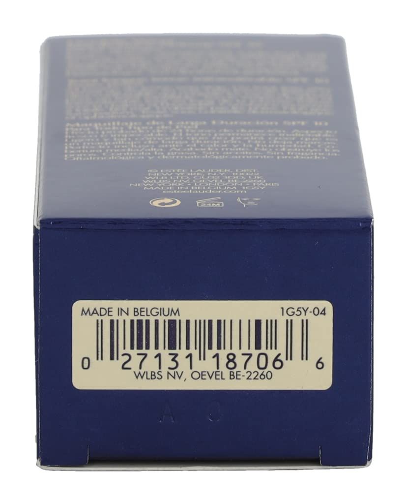 Fondo della scatola blu. Codice a barre, testo: MADE IN BELGIUM, WBLS NV, OEVEL BE-2260.
