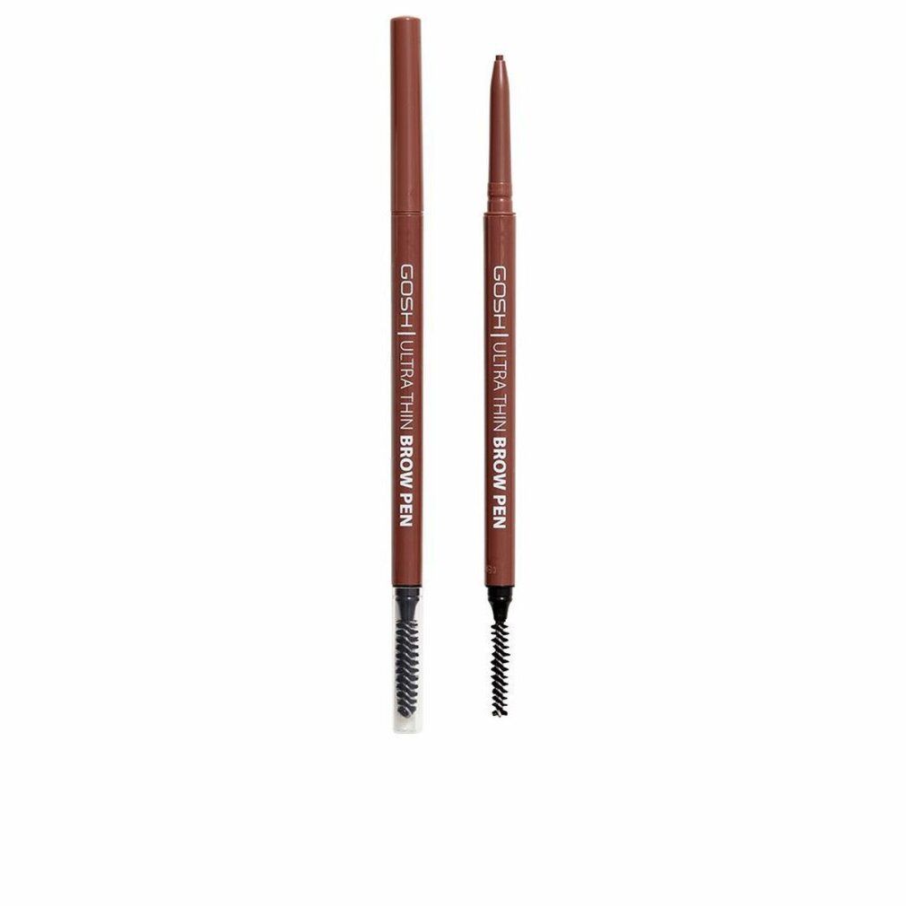 Due matite per sopracciglia Gosh Ultra Thin Brow Pen Grey con spazzole. Una matita è aperta.