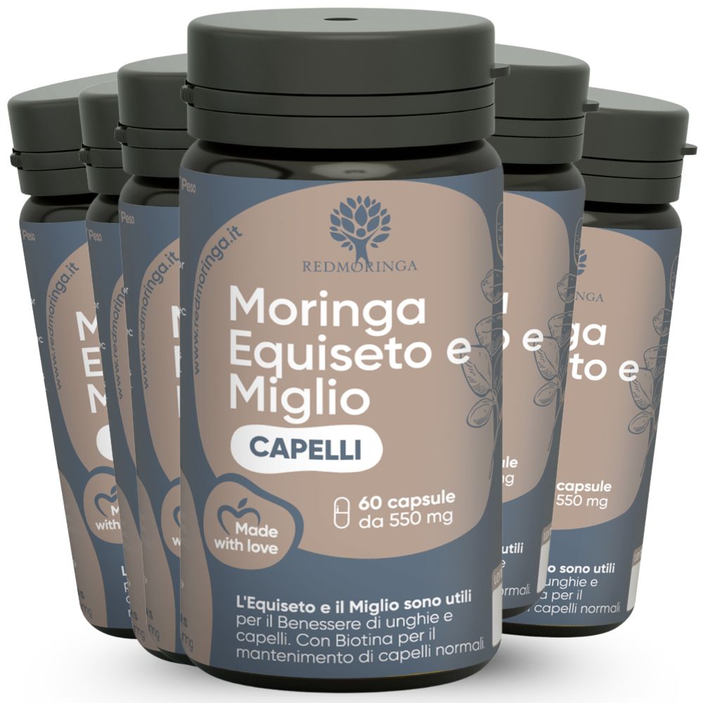 RedMoringa CAPELLI Equiseto, Miglio e Biotina 360 Capsule