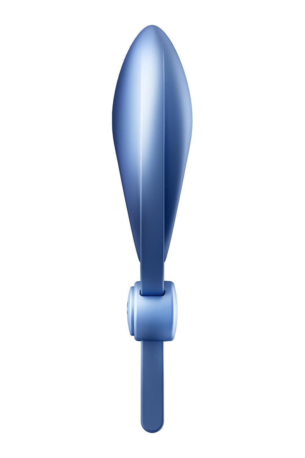 Satisfyer Sniper Ring Vibrator blu, vista laterale.