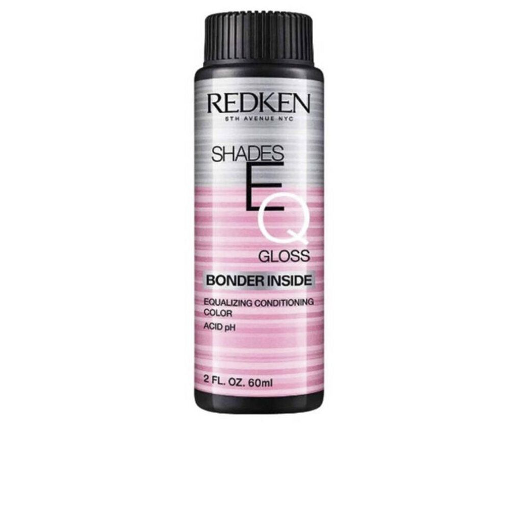 Flacone con etichetta. Testo: Redken Shades EQ Bonder Inside. 60ml. Tappo nero, etichetta rosa e bianca.