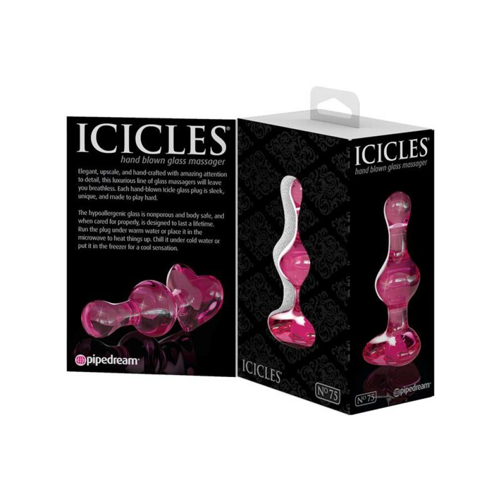 pipedream Icicles n. 75, dildo in vetro, rosa