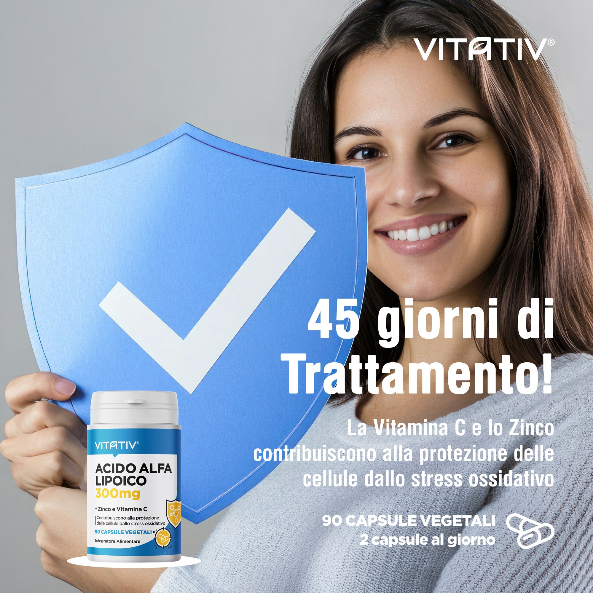 VITATIV® Acido Alfa Lipoico ALA con Vitamina C e Zinco - Capsule Vegetali