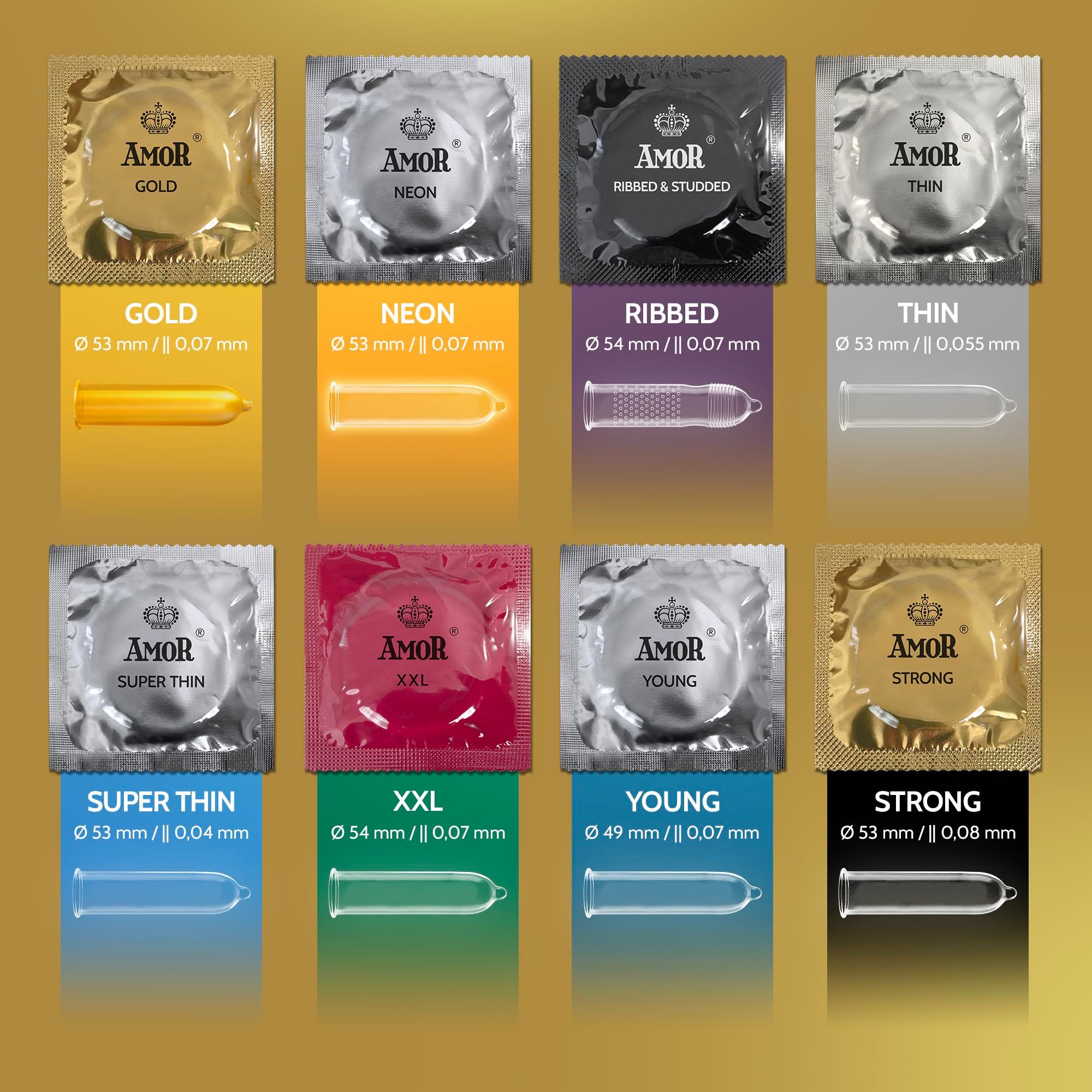 AMOR Gold Preservativi 53mm