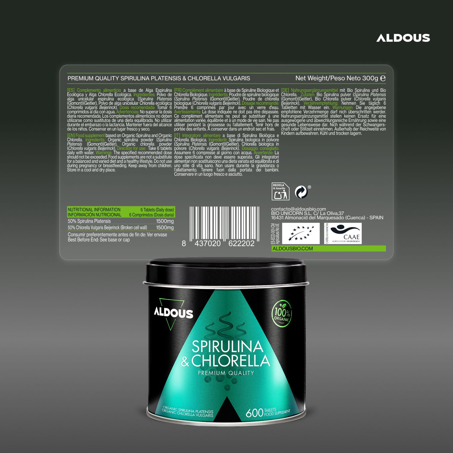 Aldous - Spirulina e Clorella Bio - Detox, Energia