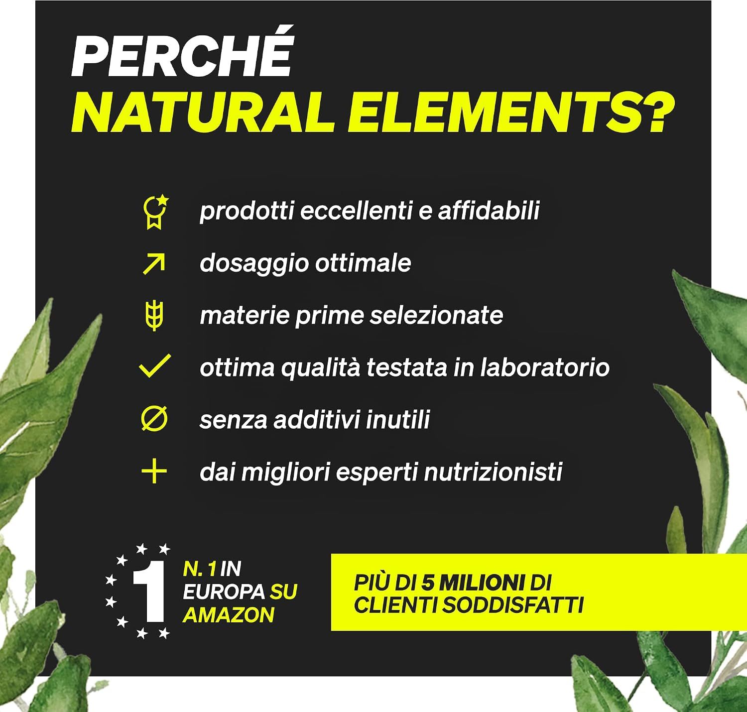 Elenco dei vantaggi per 'Natural Elements'.