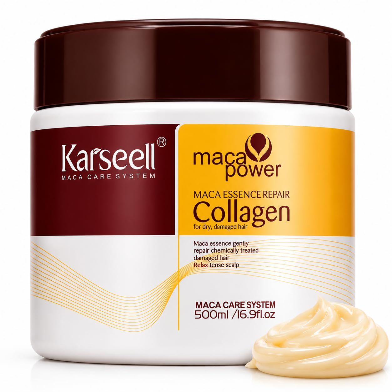 KARSEELL Maschera Capelli al Collagene Ripara Idrata Nutre Capelli Secchi e Danneggiati