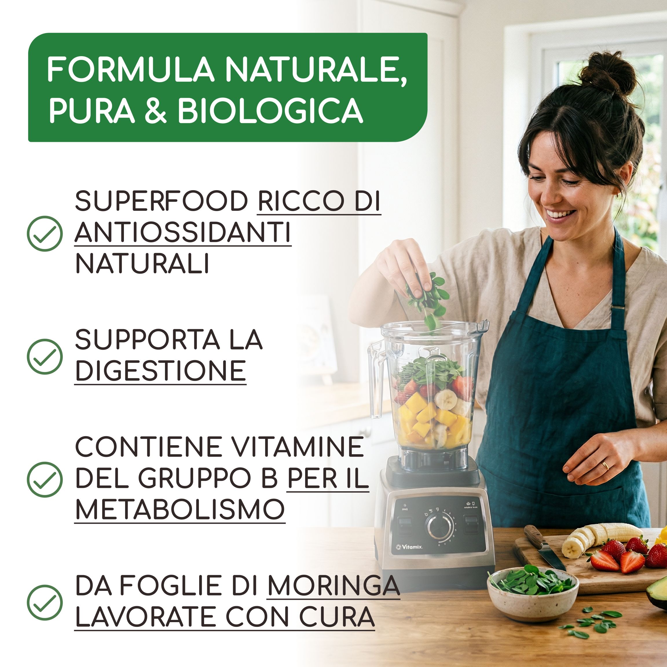 Moringa Capsule BIO, 2400 mg per Dose - Fonte di Vitamine, Minerali e Proteine - RAIBU