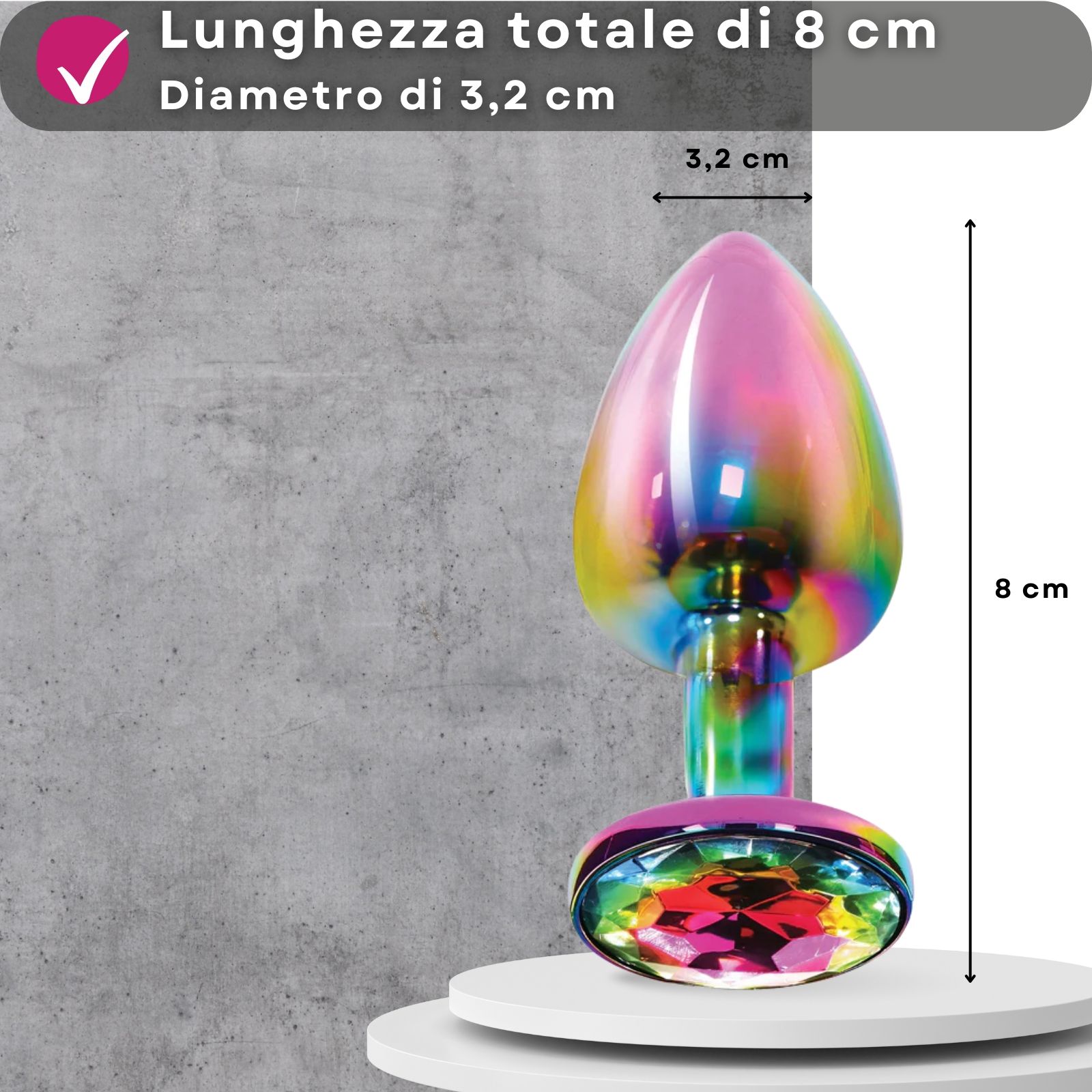 Lovelyness - Plug anale rotondo multicolore con pietra metallica decorativa