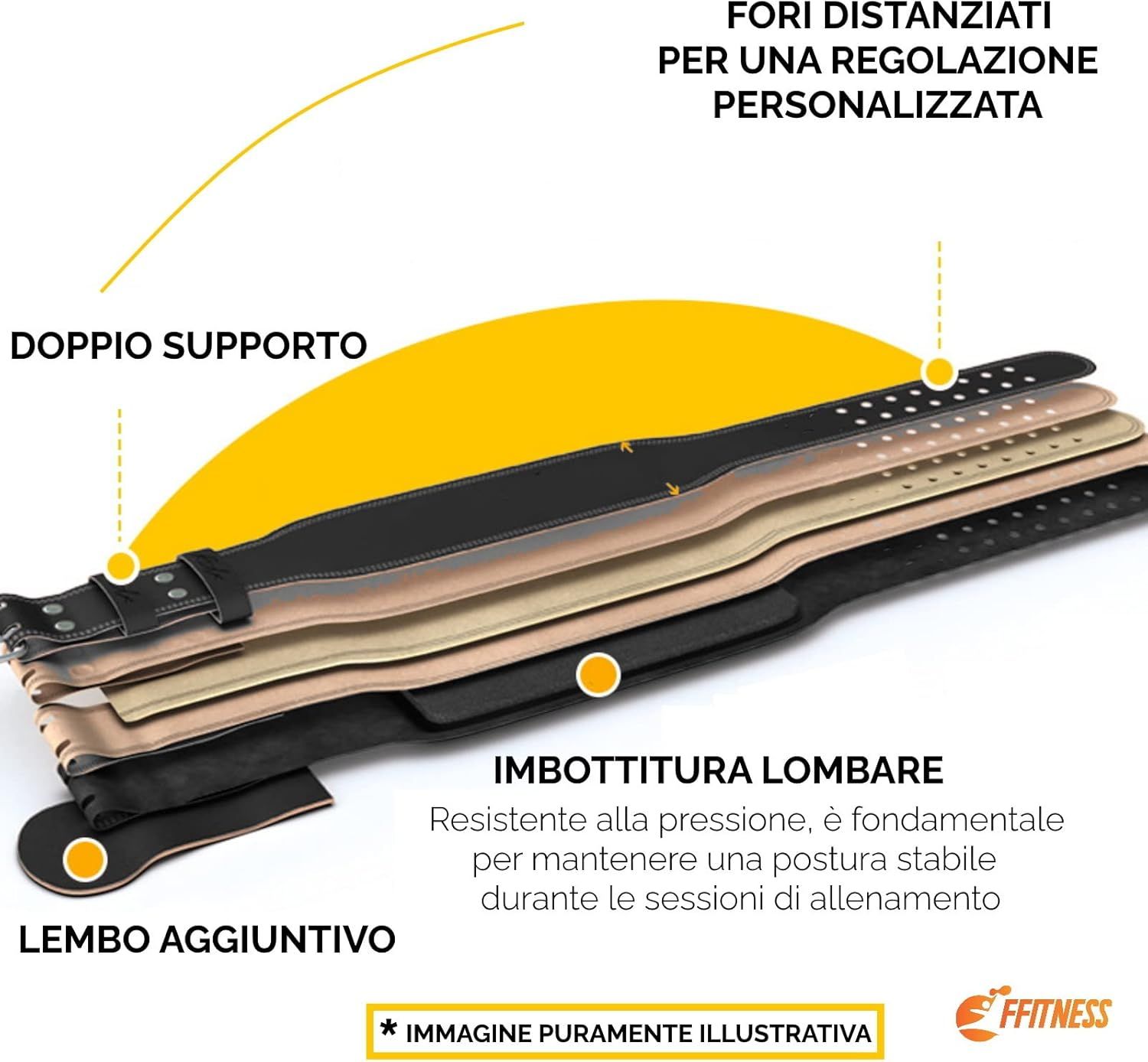Cintura Palestra Sollevamento Pesi Regolabile Con Fori Pesistica FF