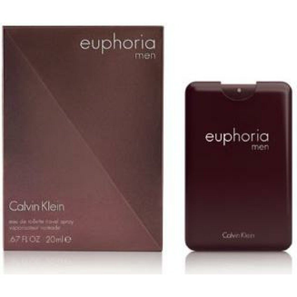 Confezione e flacone marroni. Confezione con "euphoria men" e "Calvin Klein". Flacone: "euphoria men" e "Calvin Klein".