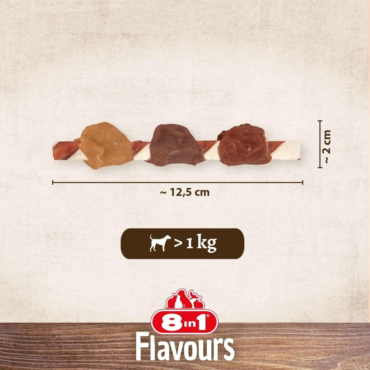 8in1 Triple Flavour Skewers Bastoncini da Masticare per Cani Sacchetto
