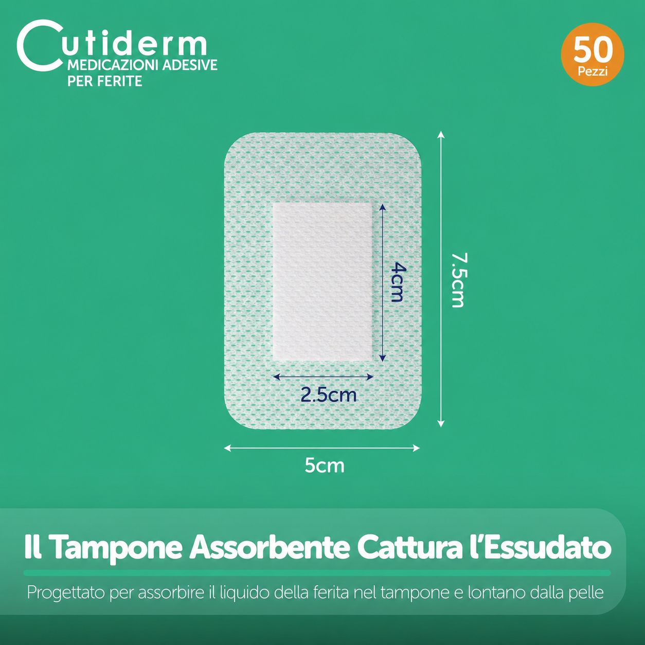 Bendaggio sterile per ferite 5 cm x 7,5 cm Cutiderm