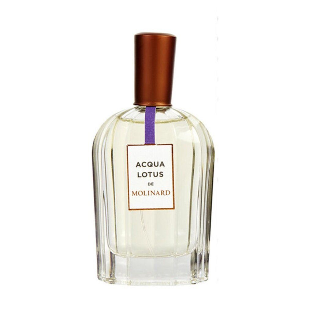 Flacone di profumo. Scritta: Acqua Lotus de Molinard, Eau de Parfum.