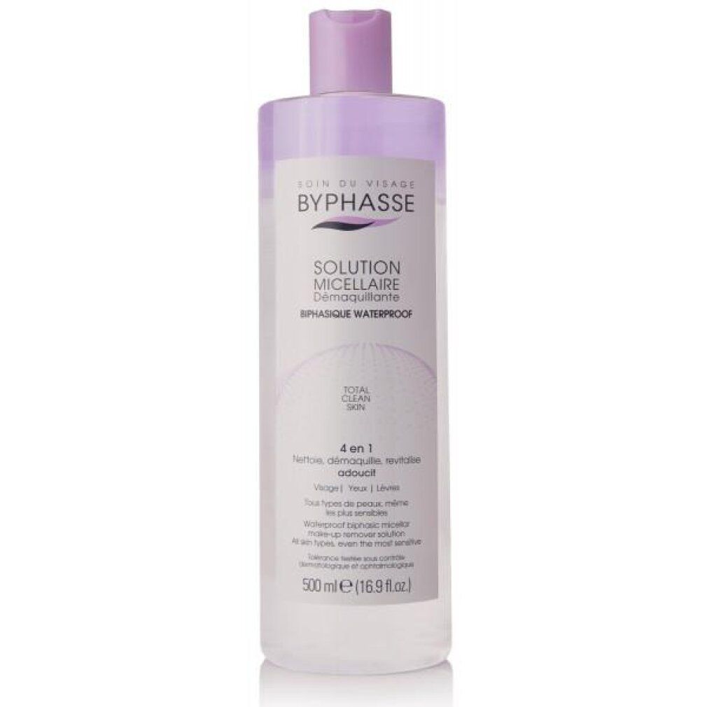 Acqua micellare Byphasse, flacone da 500 ml. Per trucco waterproof.