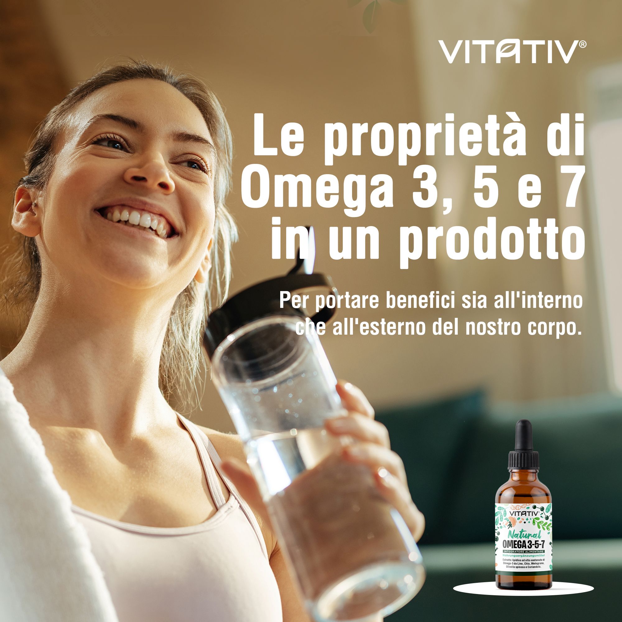 Vitativ® Omega 3-5-7 | Fonte Vegetale Acidi Grassi Omega con Acido Oleico, Linoleico, Alfa Linoleico